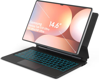 Sackei 14.6" Magic Keyboard Case for Galaxy Tab S10 Ultra S9 Ultra S8 Ultra with Clicky Switch, Floating Cantilever Design