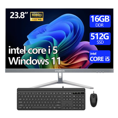 HVLANYN 23.8-Inch F668-1-001 1920x1080 All-in-One PC Intel i5 16GB DDR3 512GB SSD