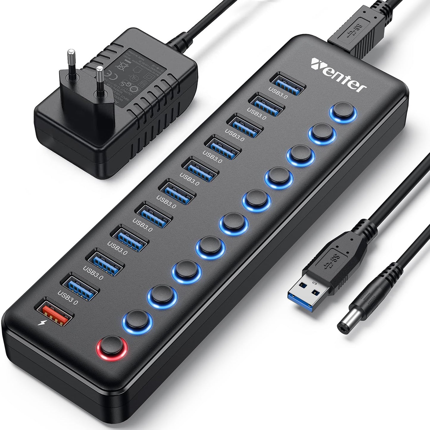 WENTER 11-Port USB Hub KDP-AF120300U Powered USB 3.0
