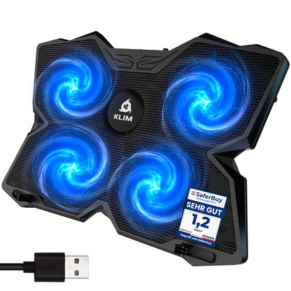 KLIM K2N Laptop Cooling Pad 4 Fans 1200 RPM Plastic Blue Electronics