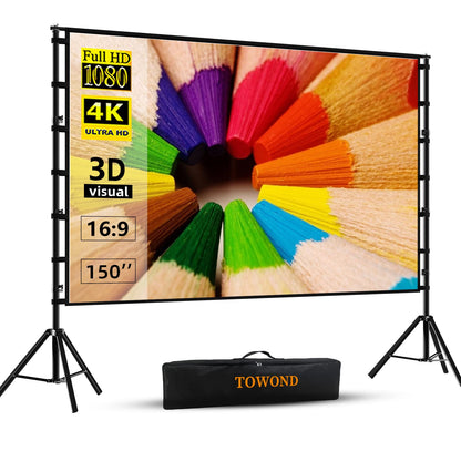 TOWOND 150'' da-hanl-kag8 4K HD Portable Projection Screen
