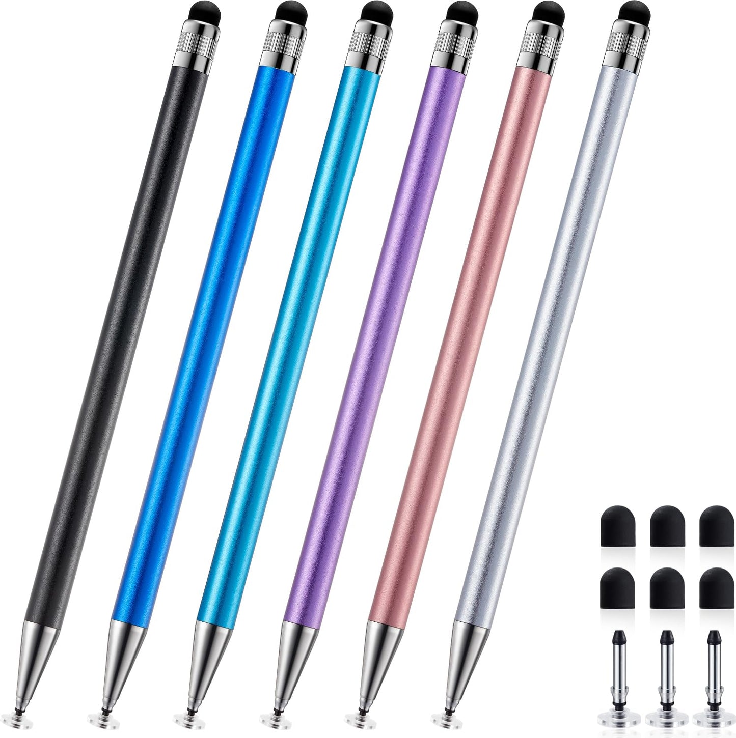 ChaoQ 2-in-1 Stylus Pen C3081 Touchscreen Pen Set 6 Count Aluminum