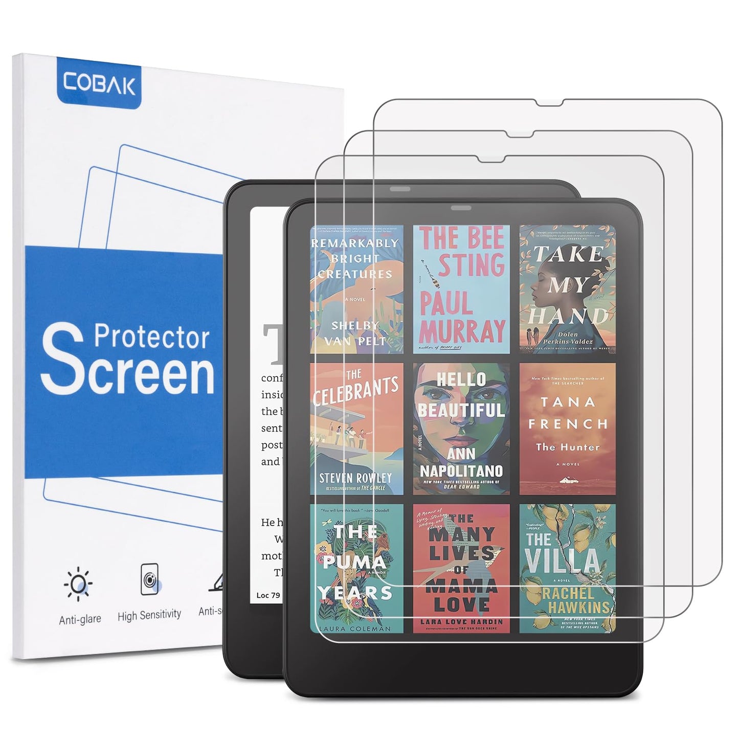 CoBak 3 Pack RM Anti-Glare Matte Screen Protector for 7" Kindle Paperwhite & Kobo Aura - High Clarity
