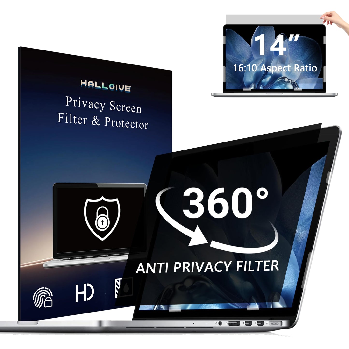 Halloive 14 Inch HH-TYFG14 16:10 4-Way Privacy Screen Shield