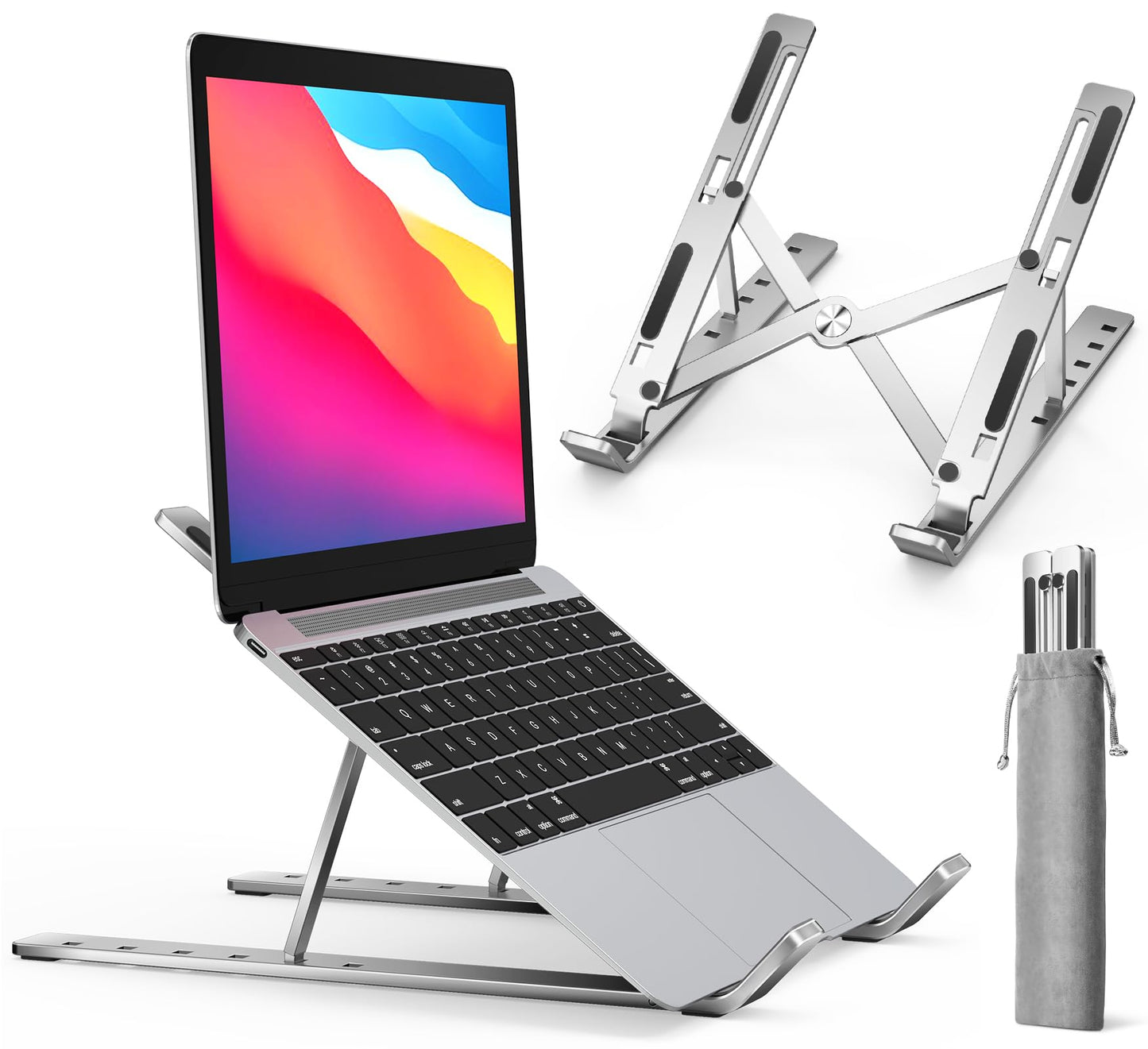 ivoler Portable Aluminum Laptop Stand AMUSA20710001 Universal Ergonomic, Adjustable Height, Tabletop Mount
