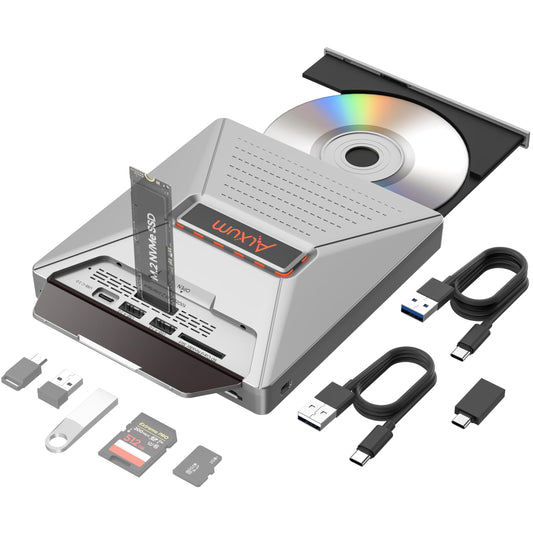 Alxum Ultra-Thin USB 3.0 Type C External CD/DVD Drive F05 - 8X DVD, 24X CD - Portable Optical Drive