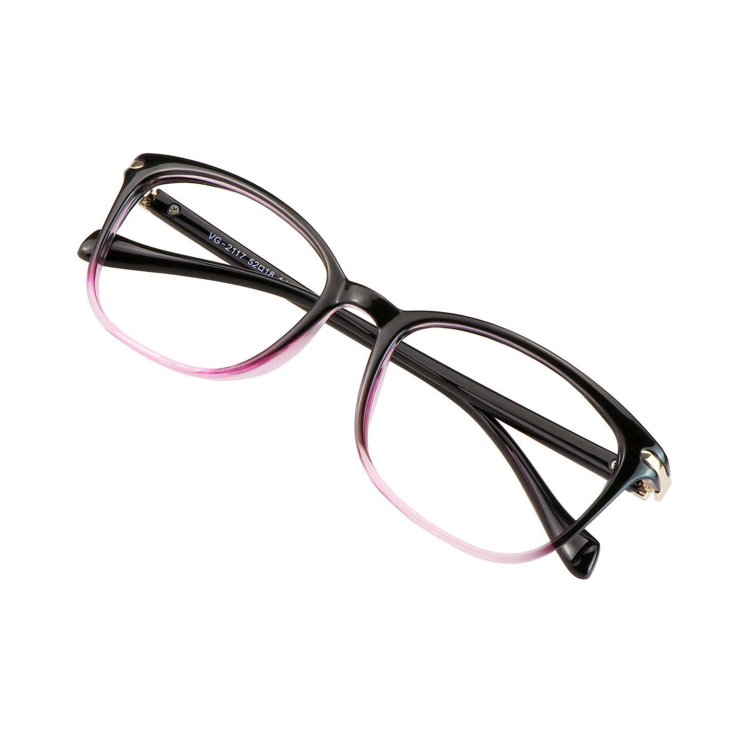 VisionGlobal 52mm 13g VG_S2117_black purple(c13)+2.00 Square Blue Light Blocking Reading Glasses