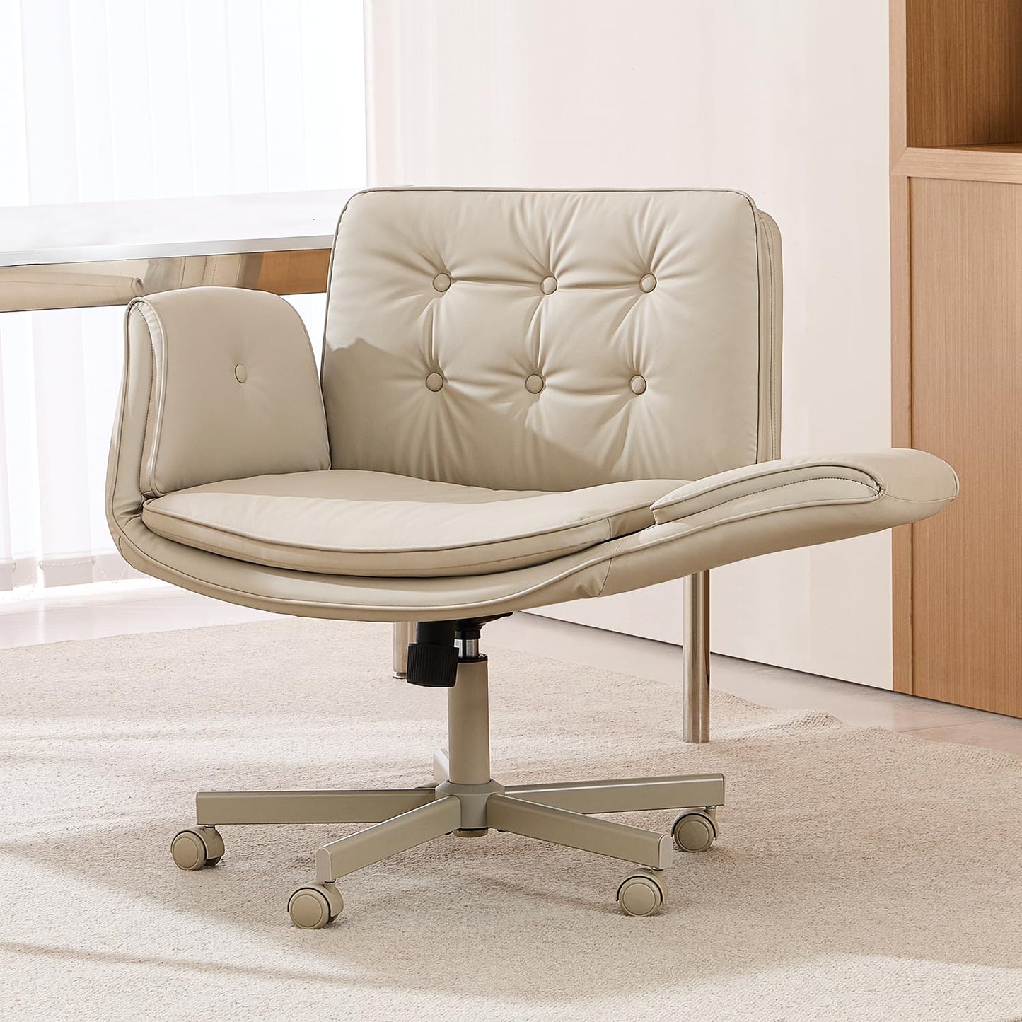 Amseatec LY-8267-CRE-US Office Chair, Adjustable Height, Swivel, Indoor Use, Cream
