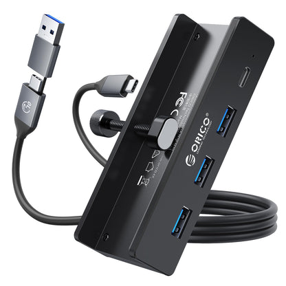 ORICO 4-Port USB Hub 3.0 Aluminum USB-C Adapter, 5 Gbps Data Transfer Rate, USB 3.0, Black