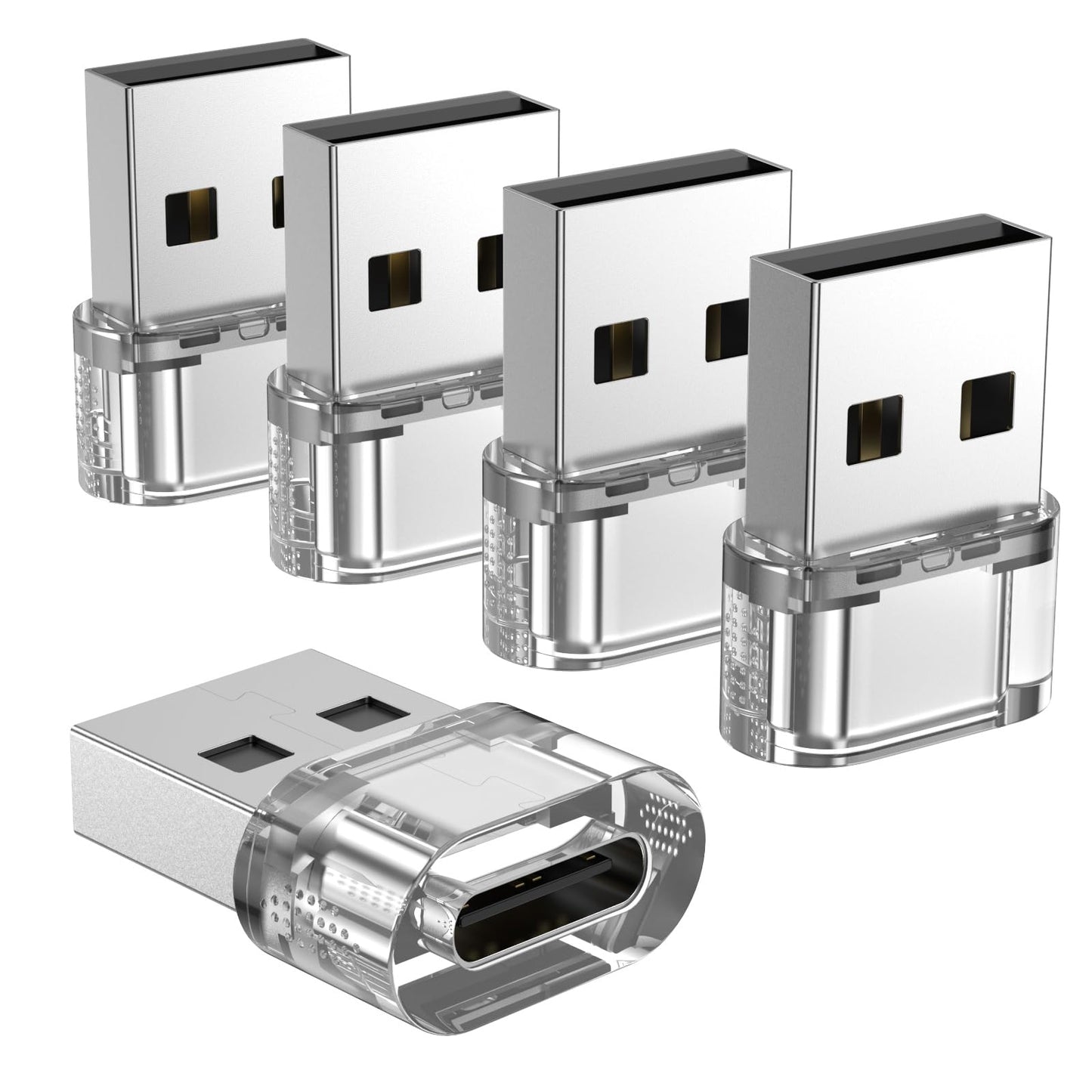 Fidioto 5 Count Fidioto_USB_Adapter USB-A, USB-C 3 Amps Clear Adapter