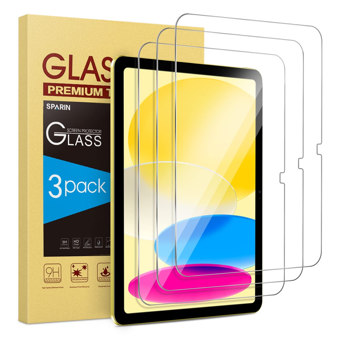 SPARIN 3 Pack Screen Protector for iPad 10th Generation 10.9 inch & 11th Generation 11 inch, Tempered Glass with 9H Hardness