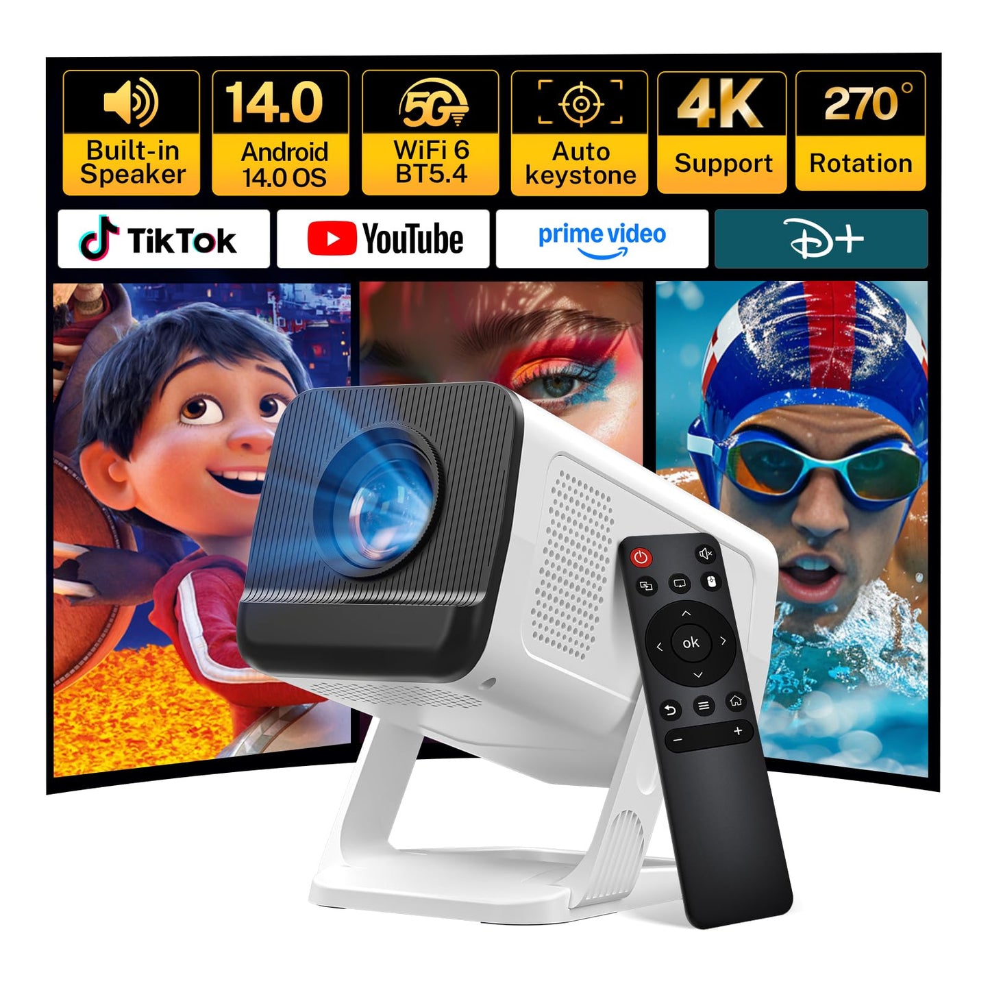 LYNCAST Mini Video Projector X1 1280x720 400 ANSI Lumens LCD Portable