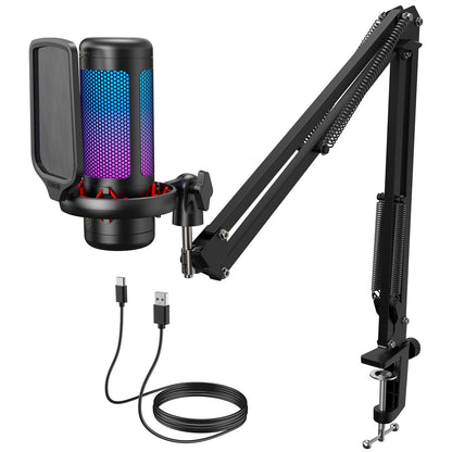 TONOR 16x6x5.4 TC310+ USB Condenser Microphone with Boom Arm