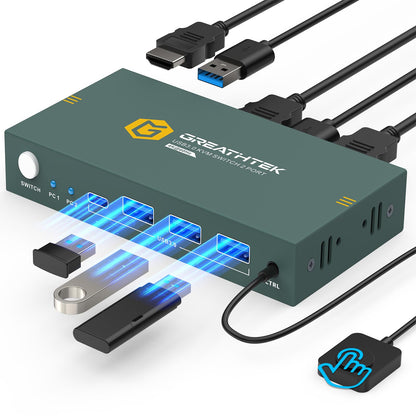 GREATHTEK USB 3.0 KVM Switch 2 Port HDMI S7232H-A 3840x2160 60Hz