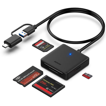 BENFEI 4-Card Memory Card Reader, Model 000328black, USB Type C, USB 3.0, Compact