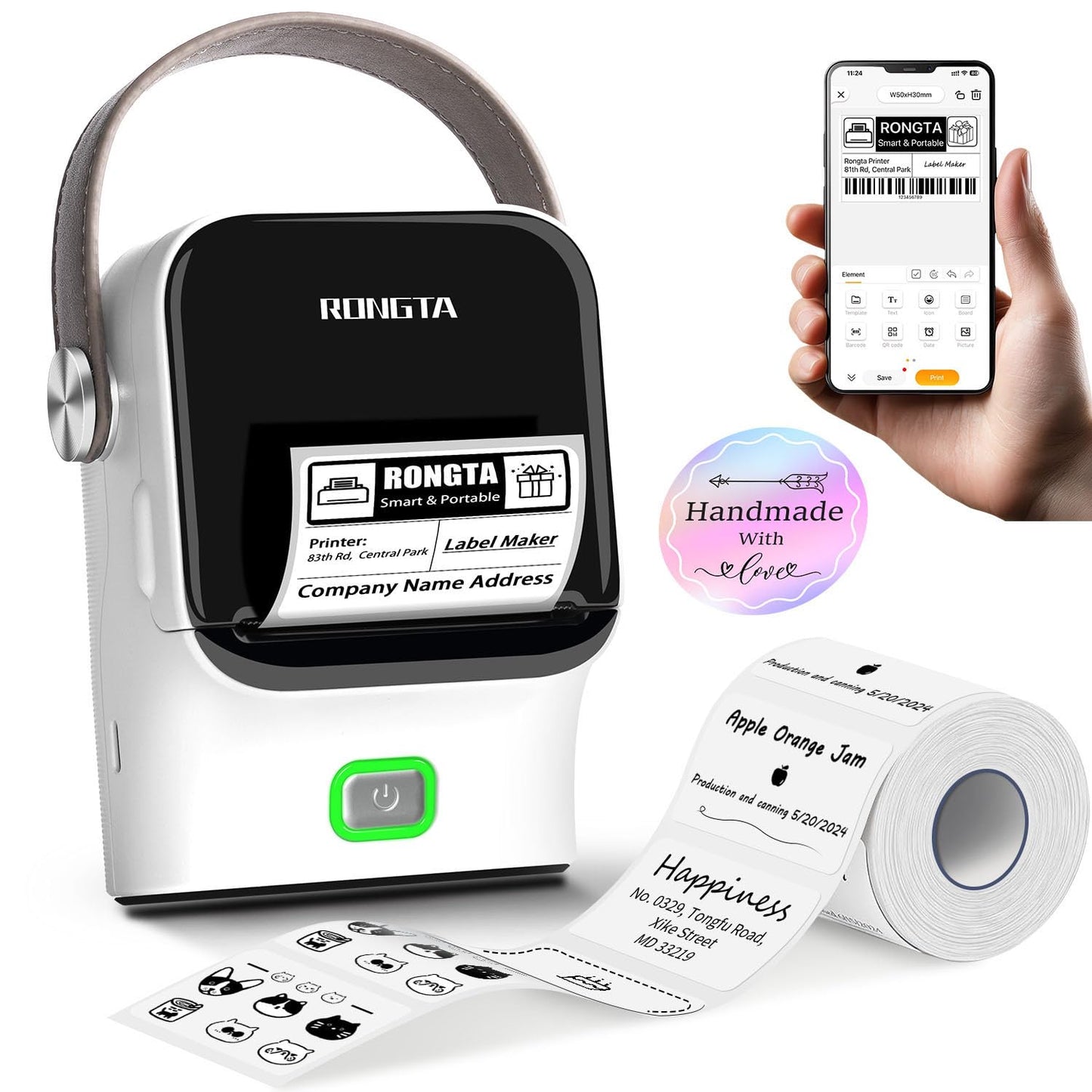 Rongta 2" R22 203 DPI Thermal Label Maker Portable Bluetooth Printer