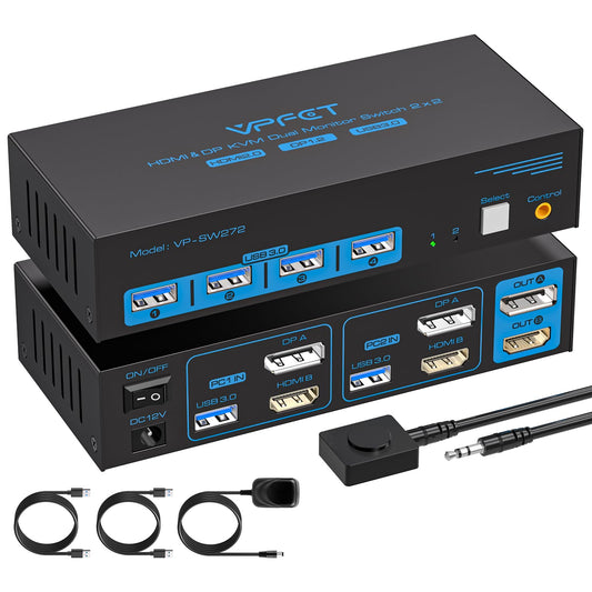 AILVLVNG 5.89x2.55x1.38 SW272-Deep Blue 4K@60Hz 2-way KVM Switch