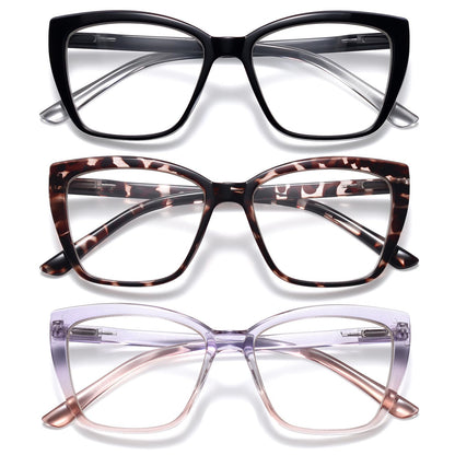 ORANZI 55mm OZ01 Blue Light Blocking Reading Glasses 1.5D Polycarbonate Full Rim Cat-Eye Style