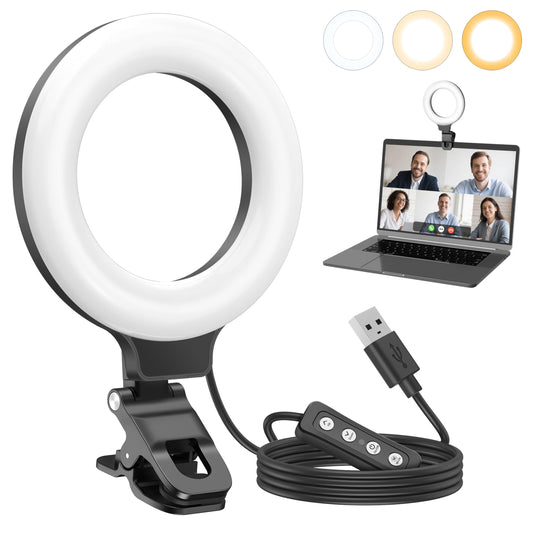 Anautin 1.0 Count R5 USB Camera Ring Light Adjustable Brightness 2600K-6500K