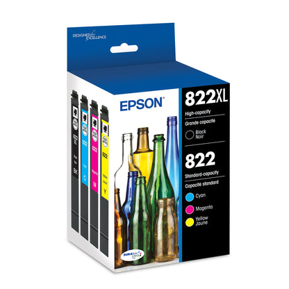 Epson Black and Color Ink Cartridge Combo Pack T822XL-BCS with Quick Dry Technology
