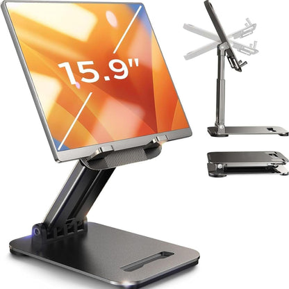 LISEN 2E56 Adjustable Tablet Stand Black Plastic Ergonomic Tabletop Holder