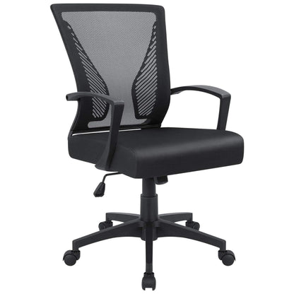 Furmax Mid Back Swivel Office Chair OCNC7510 Ergonomic Mesh Desk Chair with Armrests (Black)