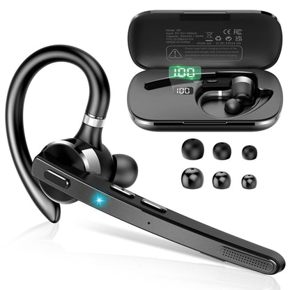 Thunelec Wireless Bluetooth 5.3 Earpiece G9 90 Hours Active Noise Cancellation Single-Ear Headset