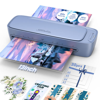 Qfun 30 Count 13 Inch Laminator 450mm/min Dual-Roller Cold Thermal Laminating Machine