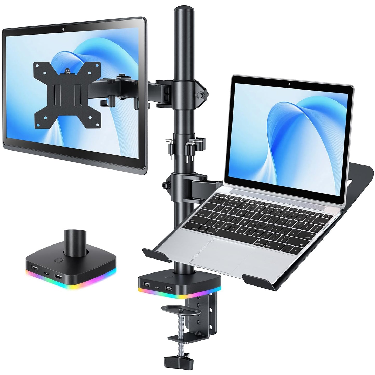 H&C 13-32" KHUS-M074-RGB Monitor & Laptop Mount, 1 Count, Adjustable, 18 lbs Capacity, VESA 75x75/100x100
