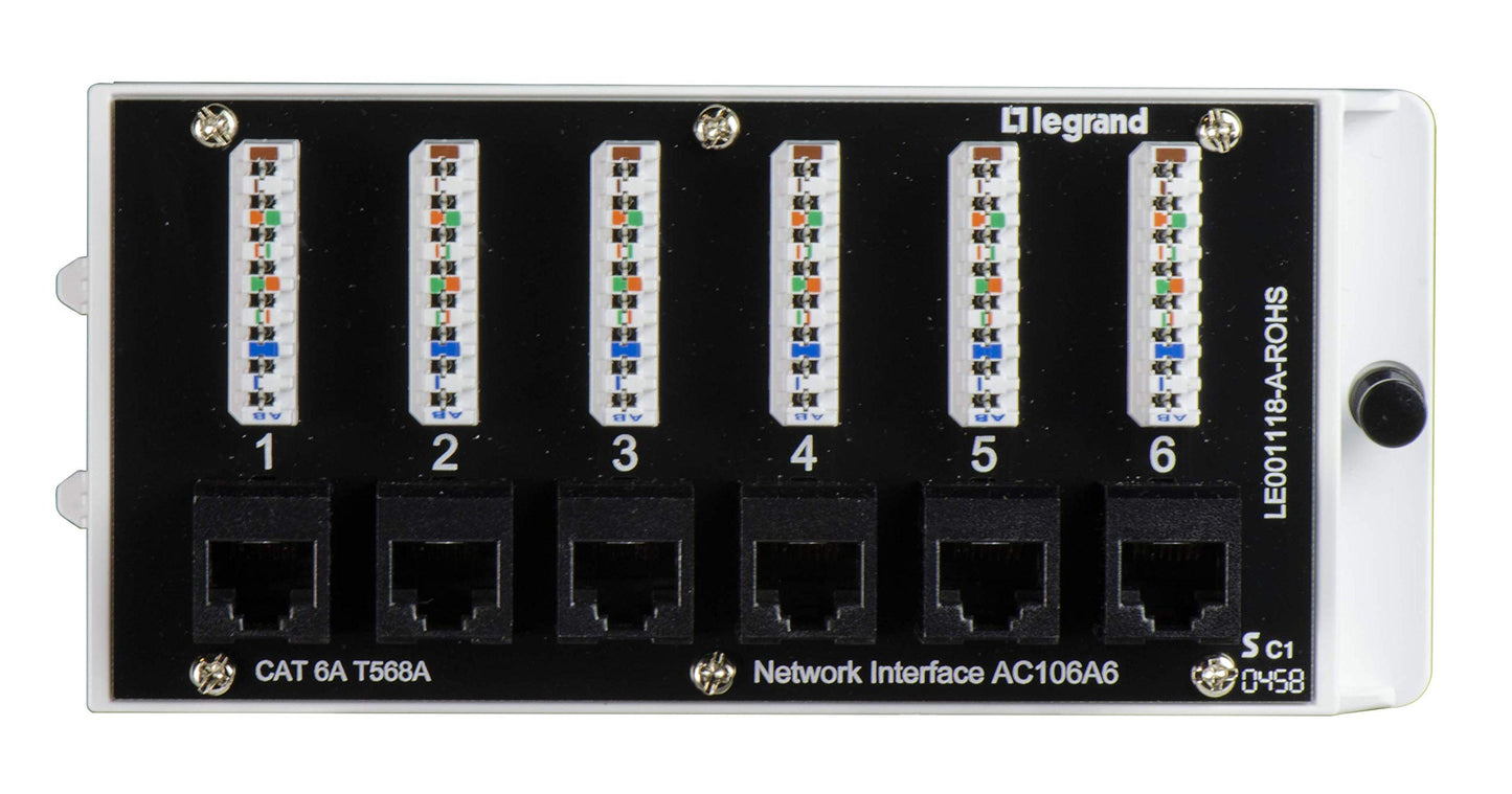 Legrand On-Q AC106A6 Cat 6A Network Interface Module Ethernet 6 Port
