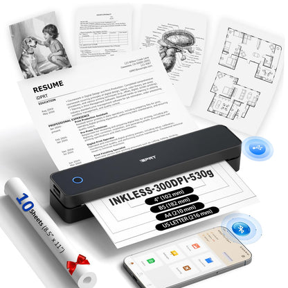 iDPRT 610Pro-Black Monochrome Thermal Mini Printer 300DPI