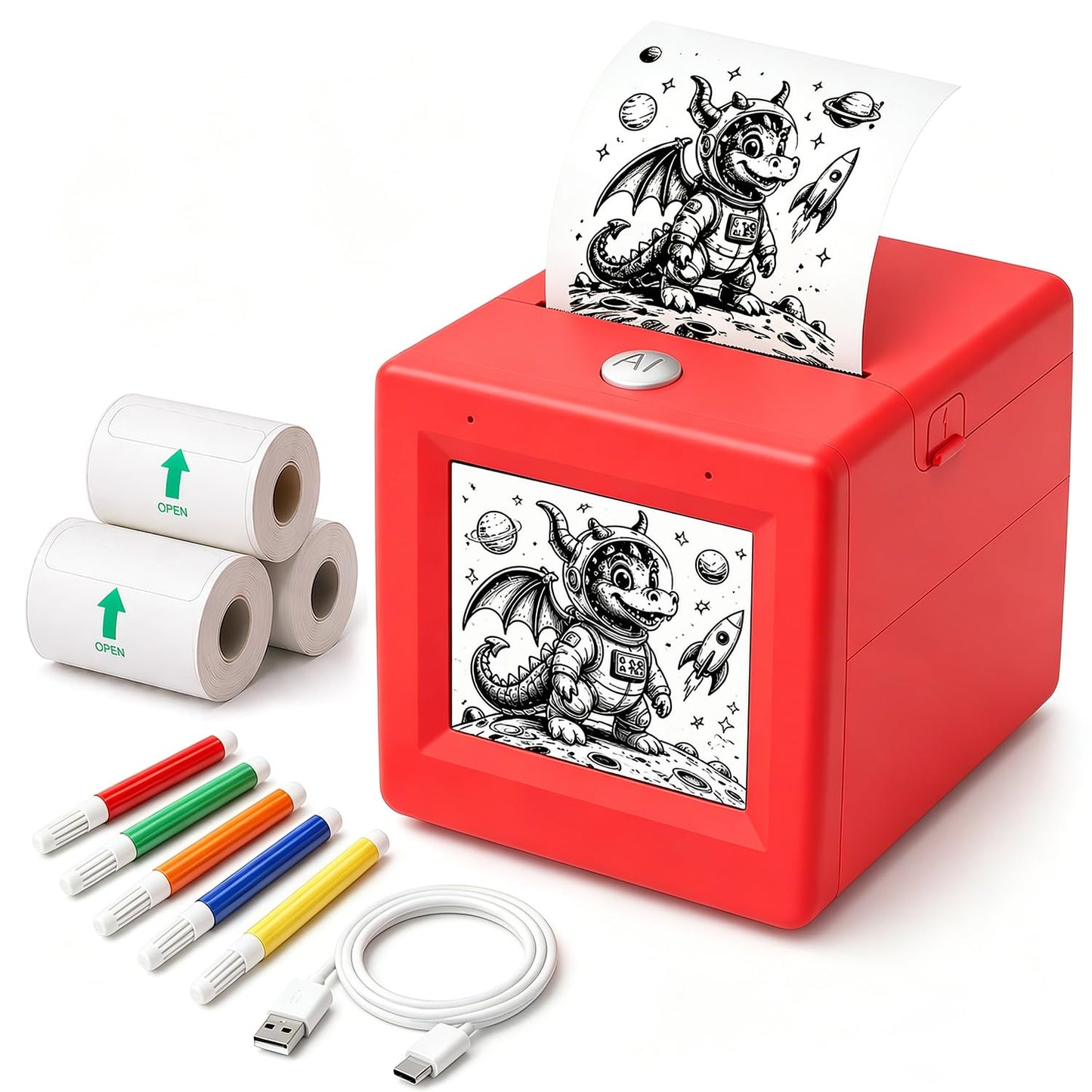 Leapom 2.24" Ai Sticker Printer Ai-sticker-printer-kid 203 DPI Black and White Thermal Printer