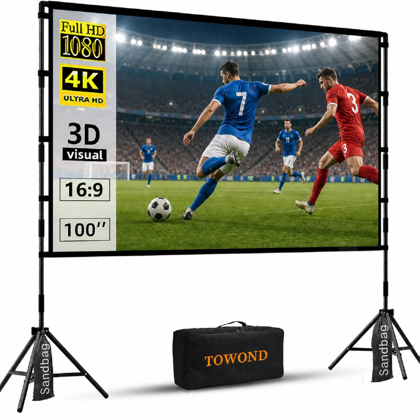 TOWOND 100 inch 100インチ 16:9 Portable Projection Screen