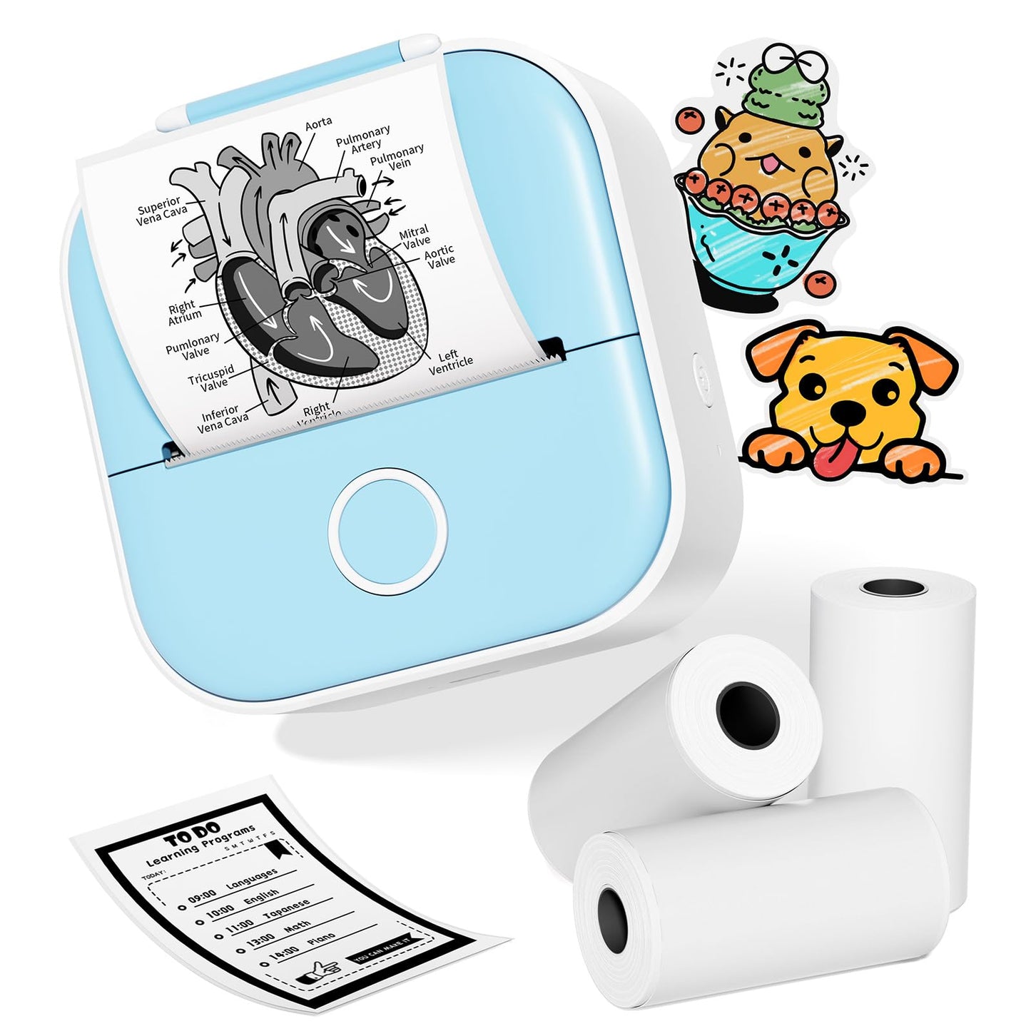 Ponek Thermal Mini Sticker Printer T02-BU-3SET 300x300dpi Monochrome
