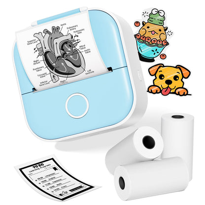 Ponek Thermal Mini Sticker Printer T02-BU-3SET 300x300dpi Monochrome