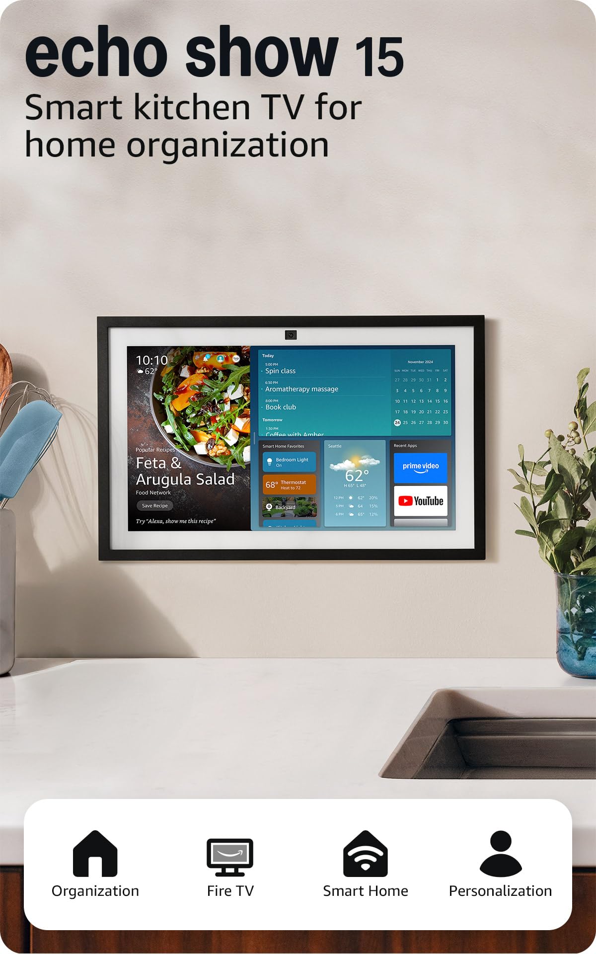 Amazon Echo Show 15 15.6 inch Full HD Display with Smart Features