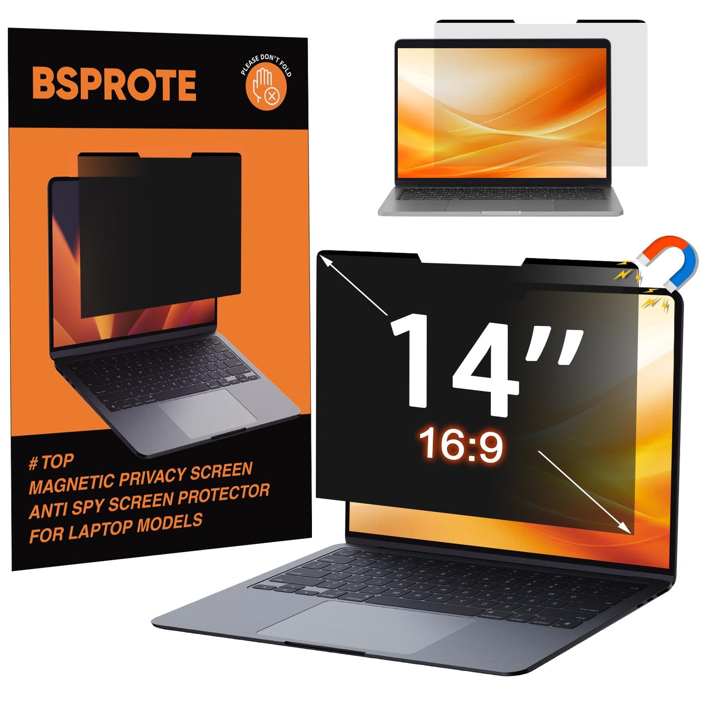 BSPROTE 14 Inch 14-1619-PRC 16:9 Anti-Glare Removable Privacy Screen