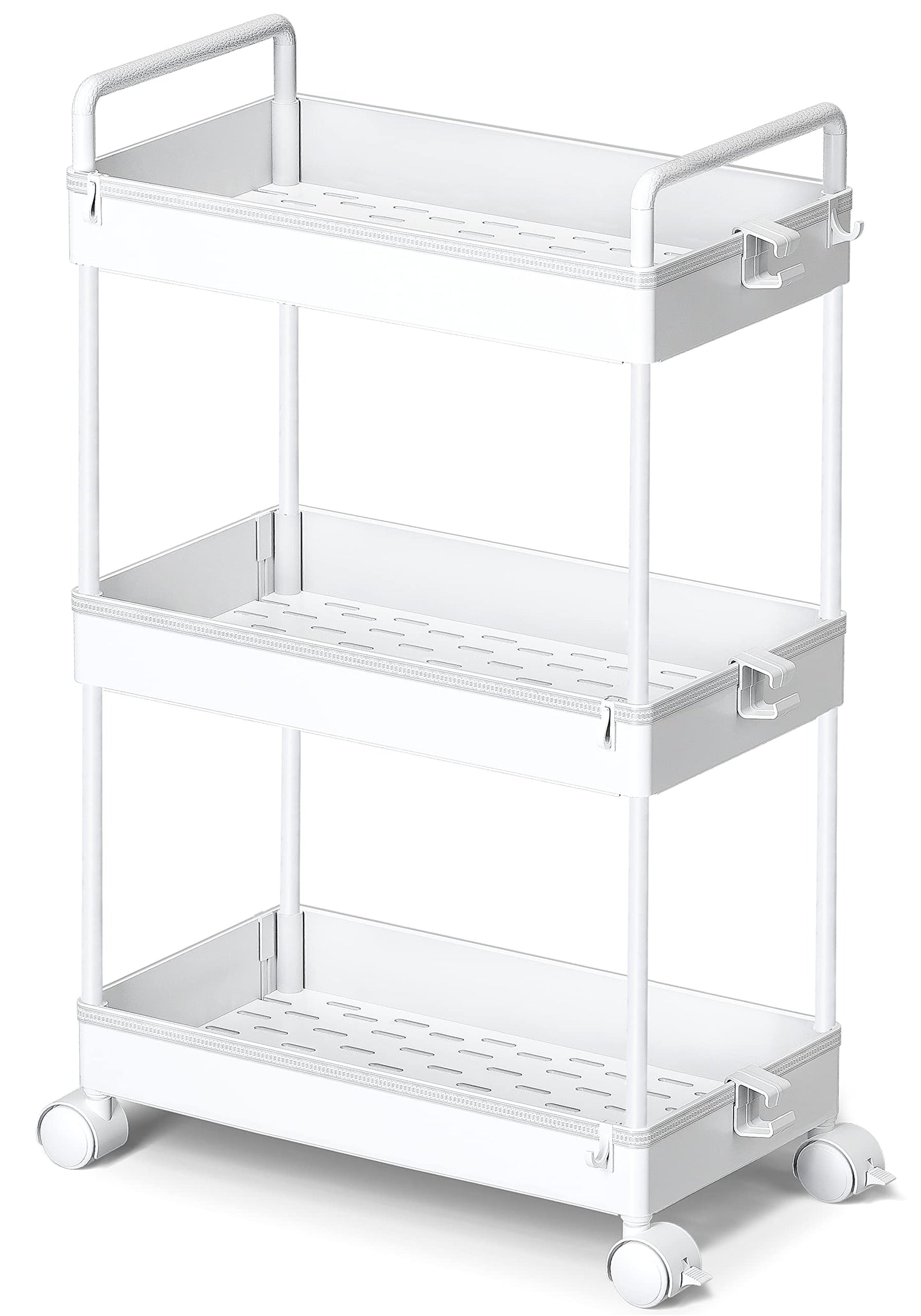 Ronlap 3-Tier Rolling Storage Cart RLSU302WWE-EU White Plastic Utility Organizer