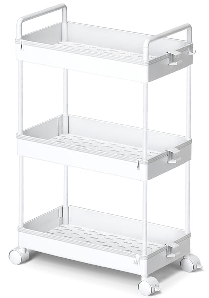 Ronlap 3-Tier Rolling Storage Cart RLSU302WWE-EU White Plastic Utility Organizer