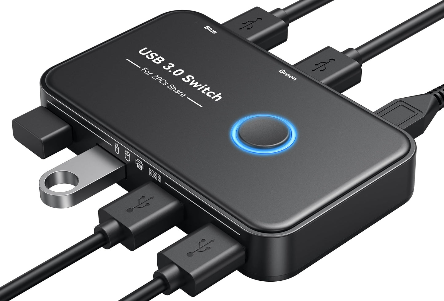 ABLEWE USB 3.0 Switch 4-Port KVM Switch Selector for Dual PC Access