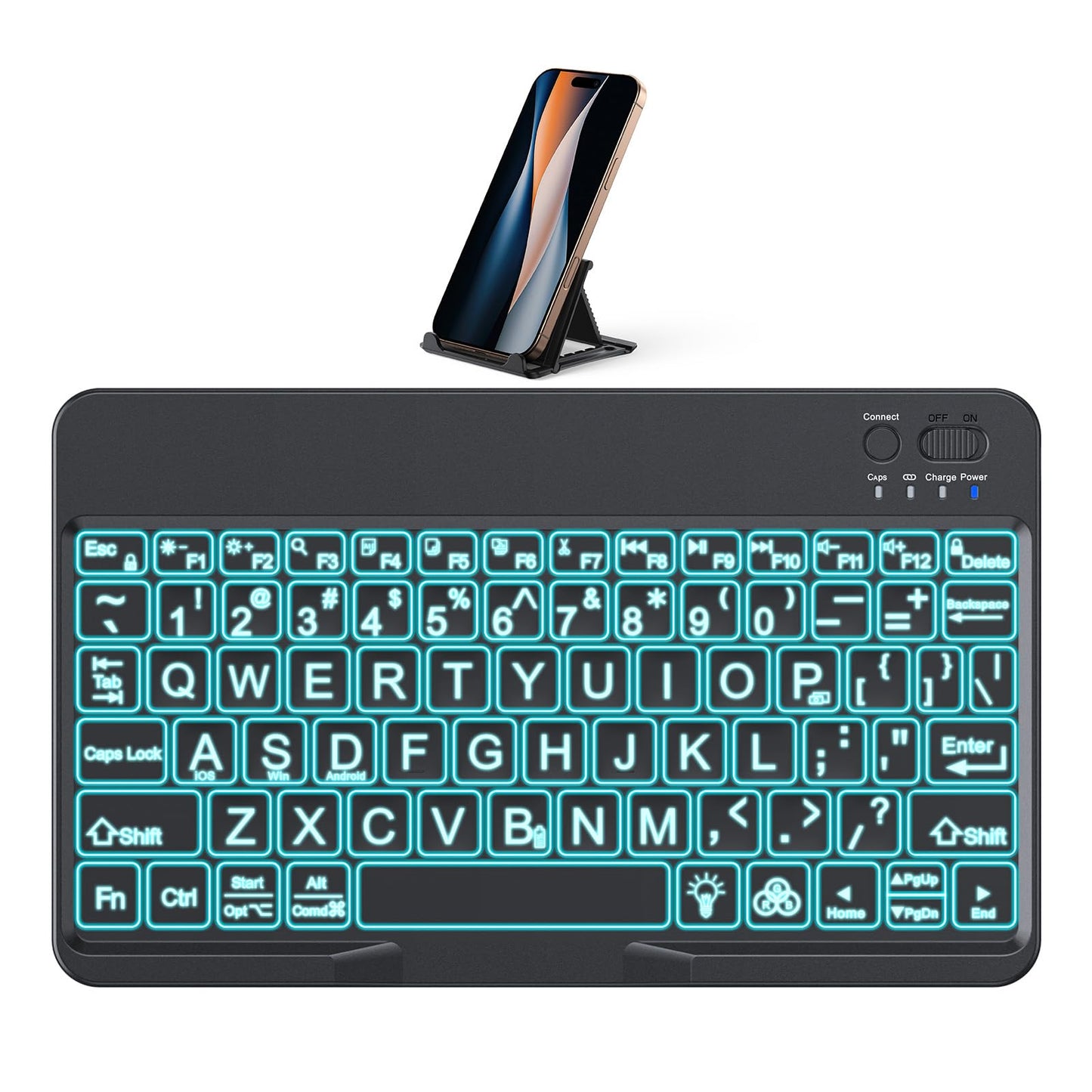 OMOTON 9.7" Black Large Print Bluetooth Keyboard - QWERTY - Battery Powered - Compatible with iPad and Windows
