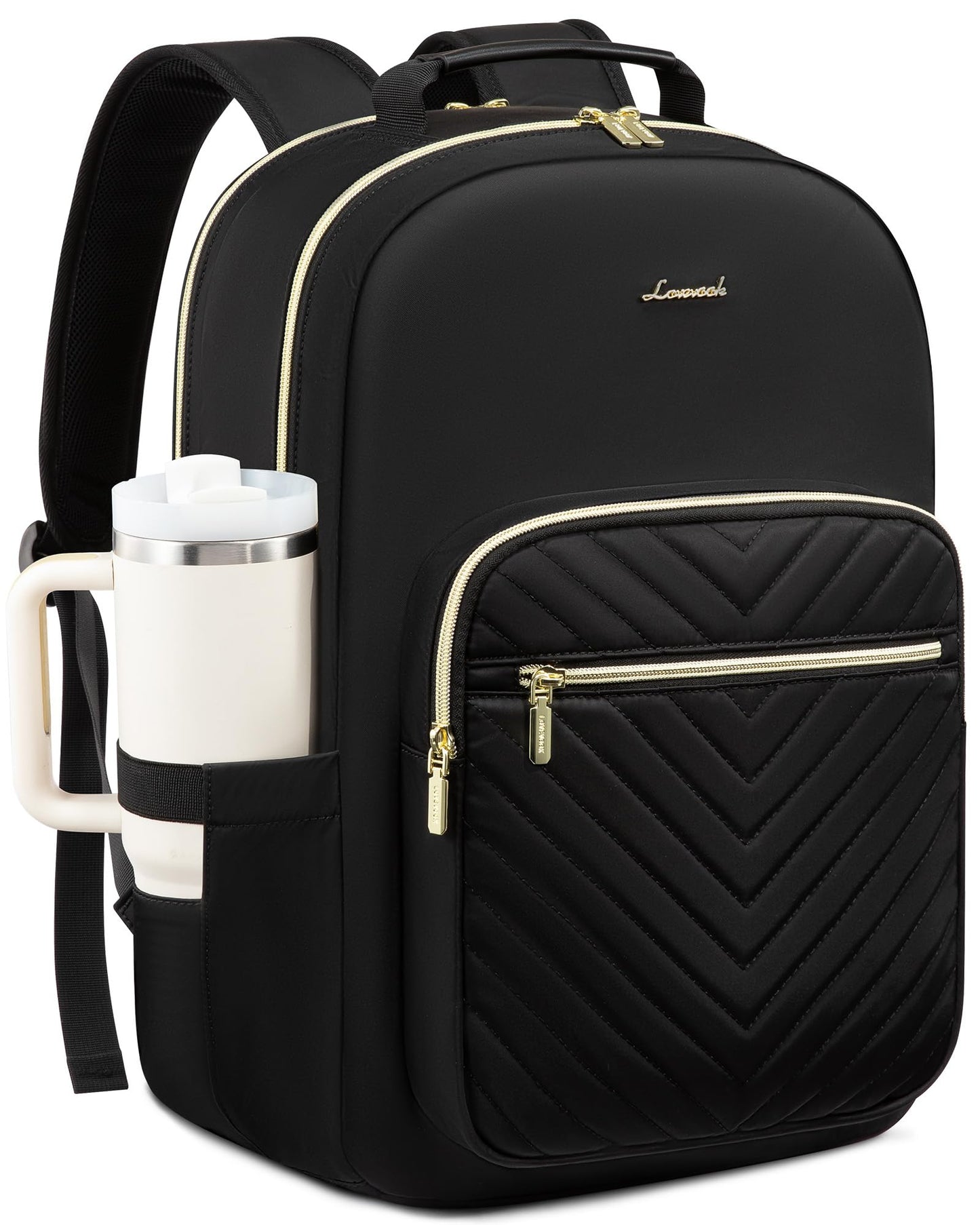 LOVEVOOK 15.6" Black Laptop Backpack - Classic Design - 4 Compartments - 16 Pockets - Water Resistant - Suitable for College/University