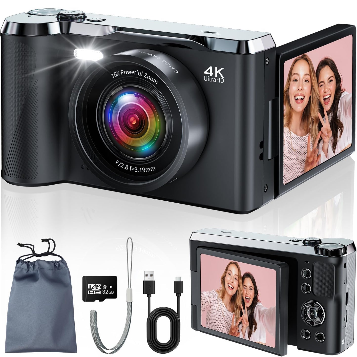 JDZ Compact Camera DC12 A02 56MP 4K 3:2 CMOS Digital Photography