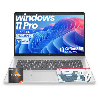 HP 17.3" Laptop 1920x1080 FHD IPS 6-Core Ryzen 5 7430 512GB SSD 20GB RAM