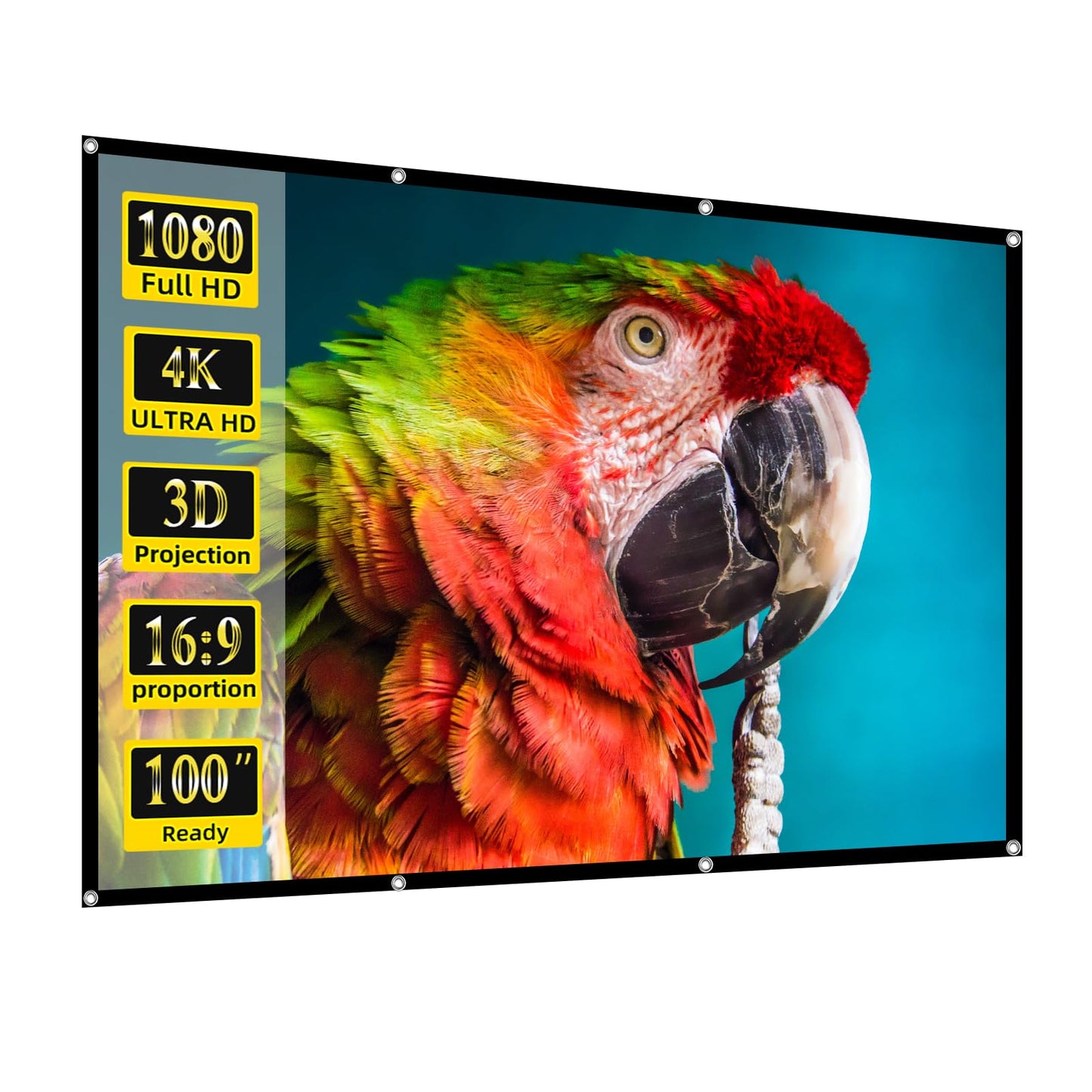 lejiada 100-inch PH-3M3U-C4ZJ Manual Projector Screen 160 Viewing Angle Glossy Polyester Wall Mount