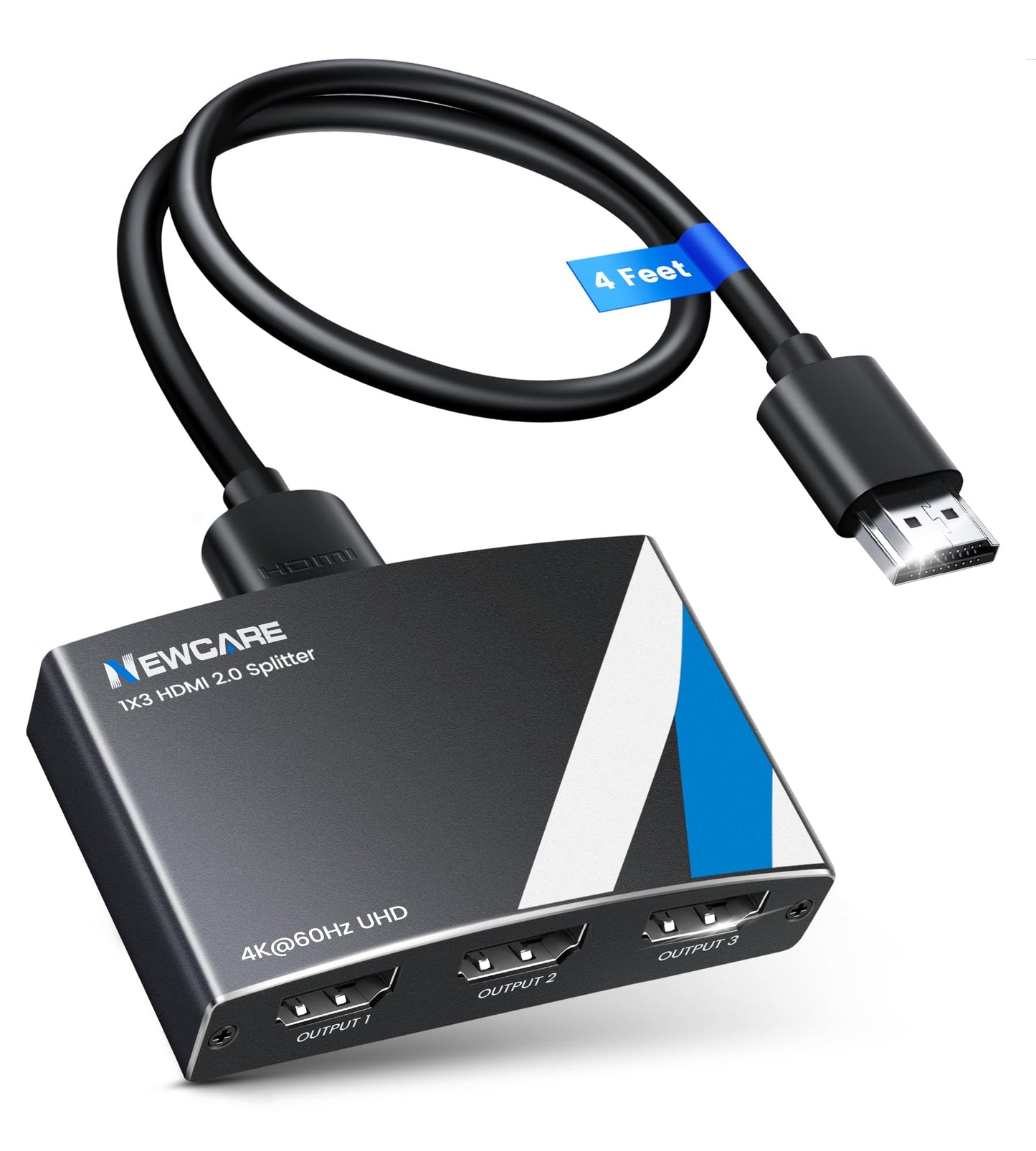 NEWCARE HDMI Splitter 1 in 3 Out, 4K@60Hz, HDMI 2.0, Black