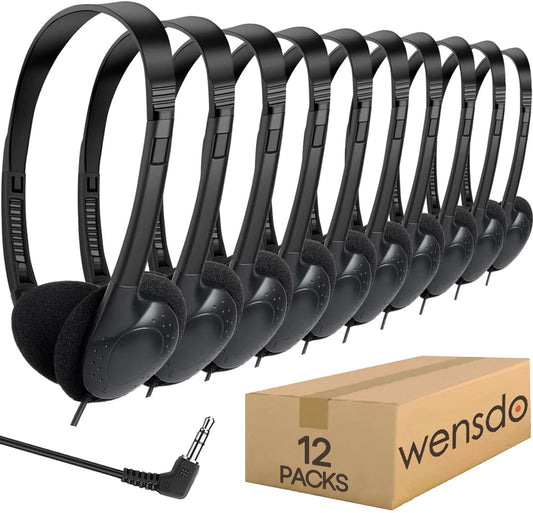Wensdo On-Ear Headphones HY857, 3.5mm Jack, Wired, Black, Bulk Set of 12