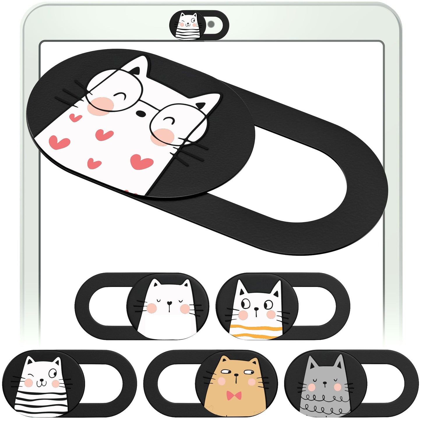 MESMOS Cute Cats Small Webcam Cover Camera Privacy Cover USB
