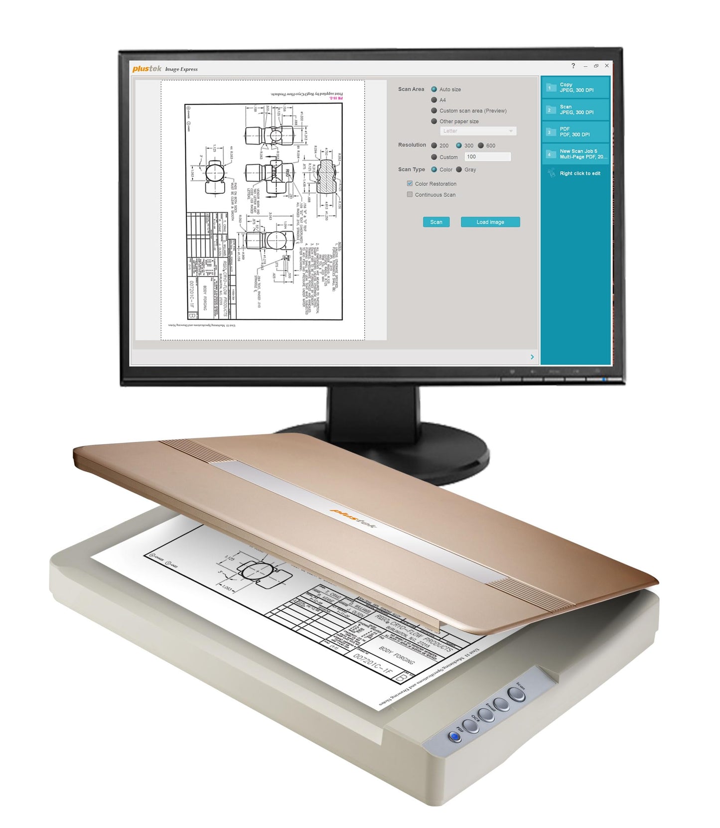 Plustek 1680 Image Express Document Scanner 1200 dpi USB