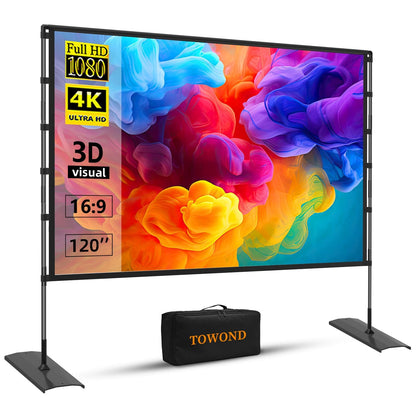 TOWOND 120 inch Projector Screen 4K 160 Degrees Matte Floor/Tripod Mount